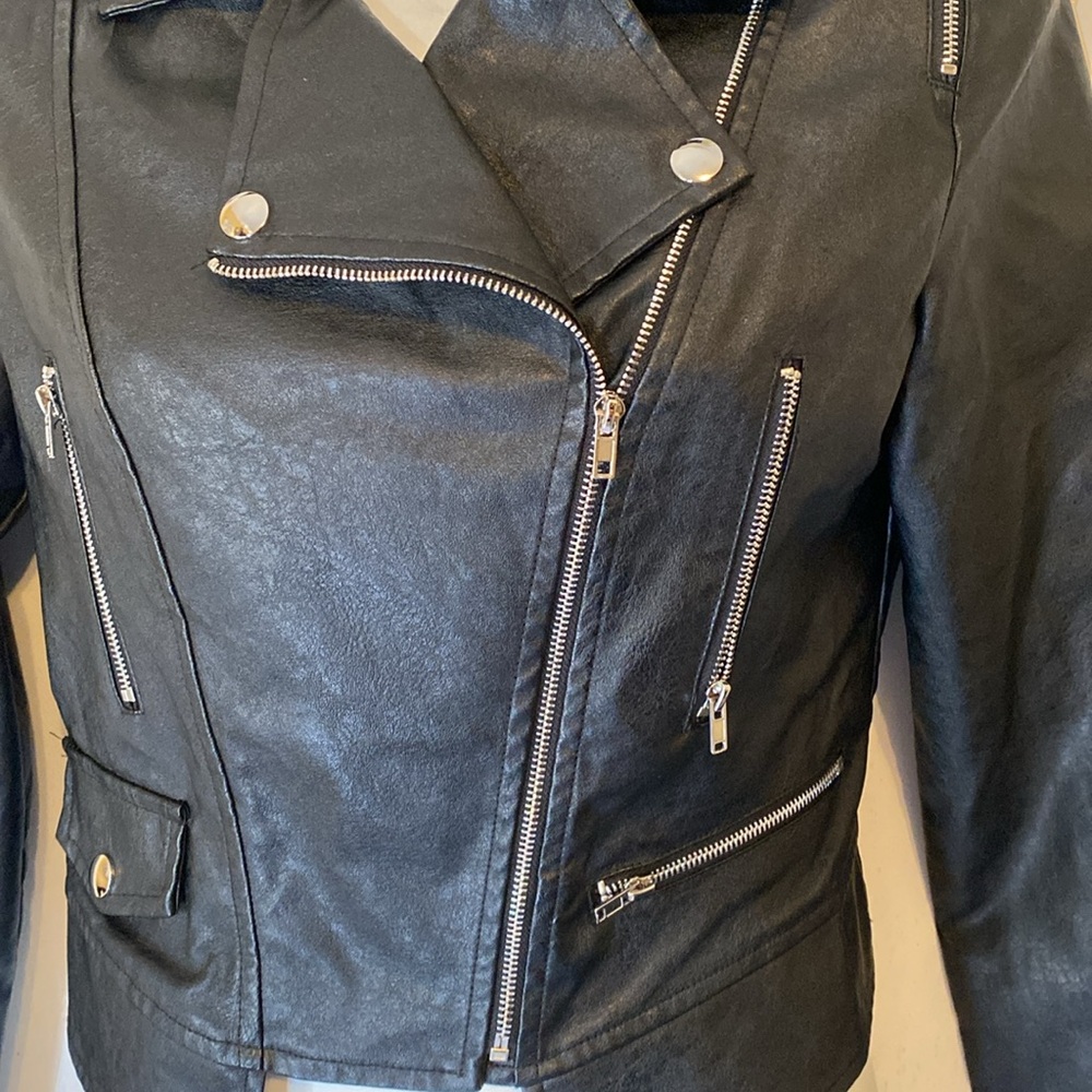 Windsorfaux leather motorcycle black jacket size S - Picture 2 of 8